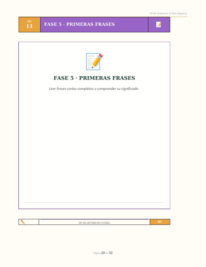 Página interior de la fase 05: Primeras frases