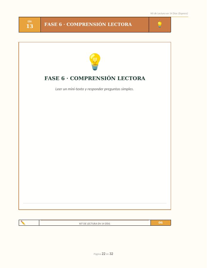 Página interior de la fase 06: Comprensión lectora