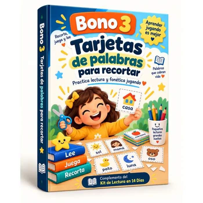 Mockup del bono 3: Tarjetas de palabras para recortar