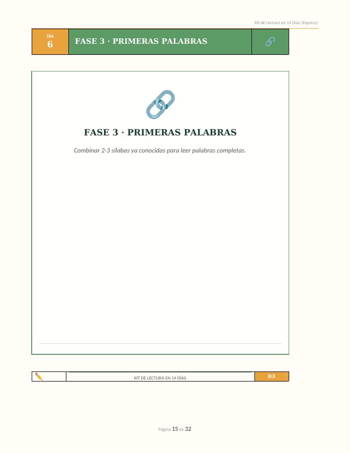 Página interior de la fase 03: Primeras palabras
